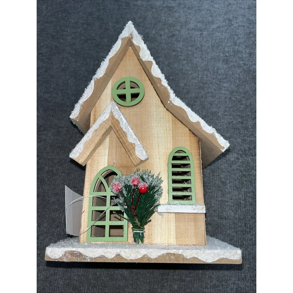 Holiday Lane Christmas decorations light up house 9.5 in Wood